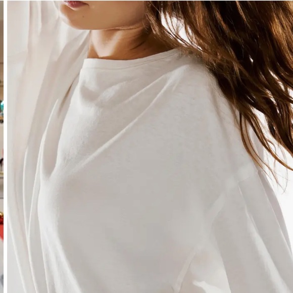 FREE PEOPLE NINA OVERSIZED LONG SLEEVE WHITE TEE SMALL MEDIUM - Picture 4 of 5
